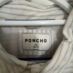 Poncho Men's Casual Button Down Shirt - White